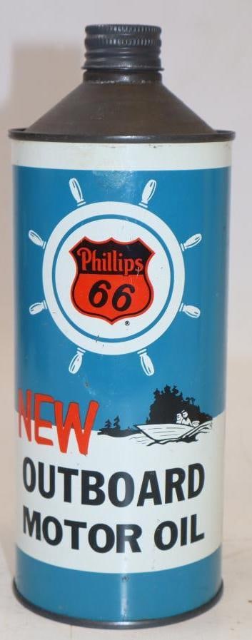 Phillips 66 Conetop 1 Quart Metal Outboard Oil Can (1 of 3)