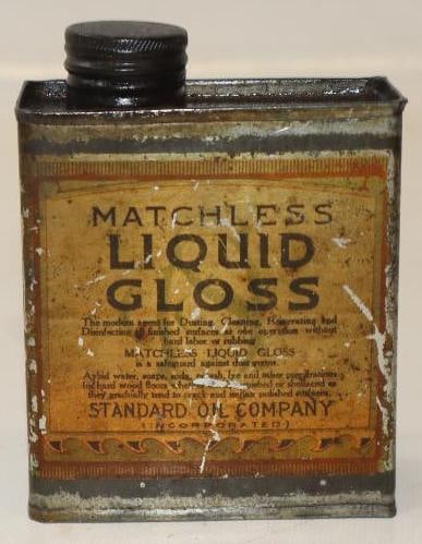 Standard Oil Company Matchless Liquid Gloss Half Pint Can: 8 oz empty