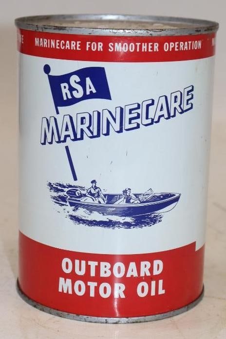 RSA Marine Care Outboard 1 Quart Metal Oil Can: 32 oz full