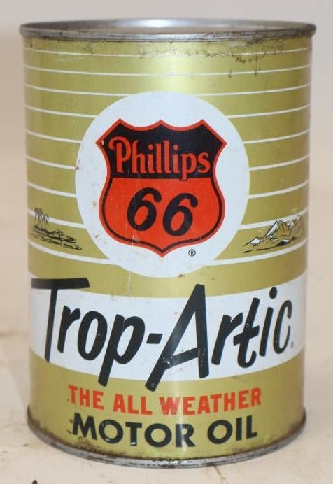 Phillips 66 Trop-Artic 1 Quart Metal Oil Can (1 of 4)