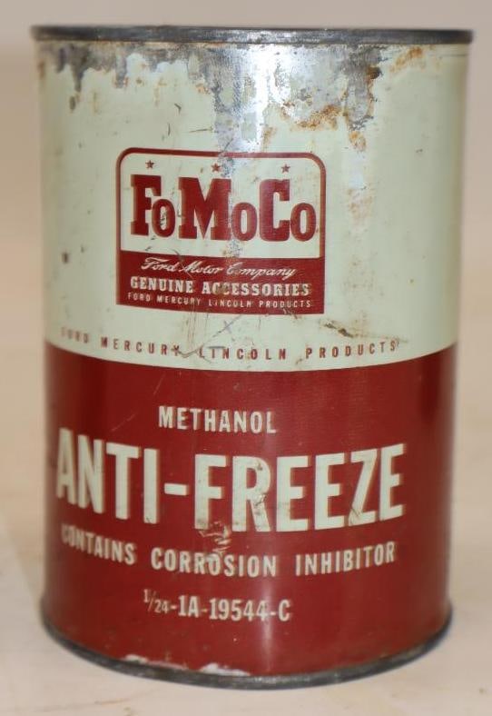 Fomoco Antifreeze 1 Quart Metal Oil Can: 32 oz empty