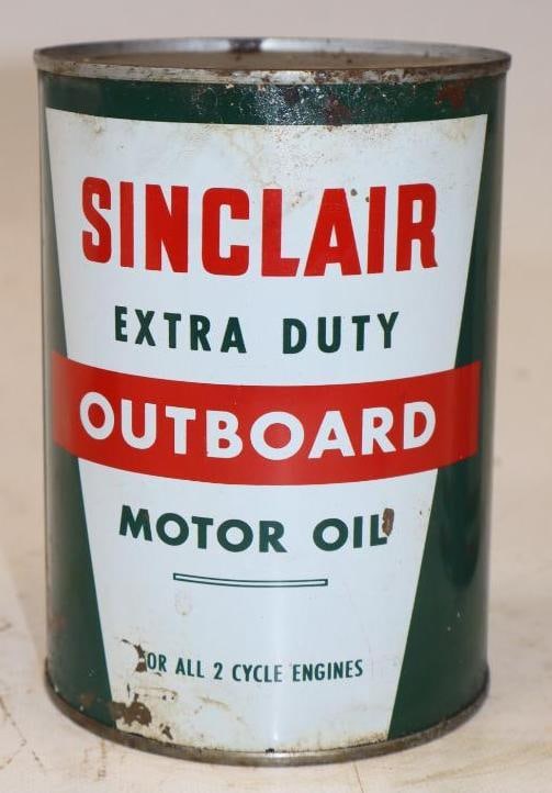 Sinclair Extra Duty Outboard 1 Quart Metal Oil Can: 32 oz full