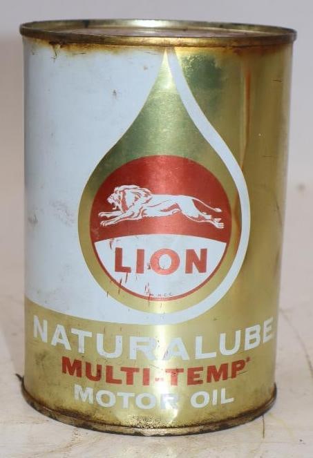 Lion Naturalube Multi-Temp 1 Quart Metal Oil Can: 32 oz full