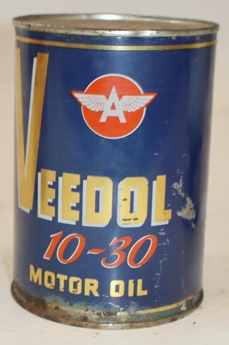 Veedol Flying A 1 Quart Metal Oil Can: 32 oz empty