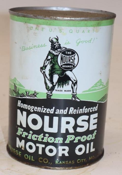 Nourse Friction Proof 1 Quart Metal Oil Can: 32 oz empty
