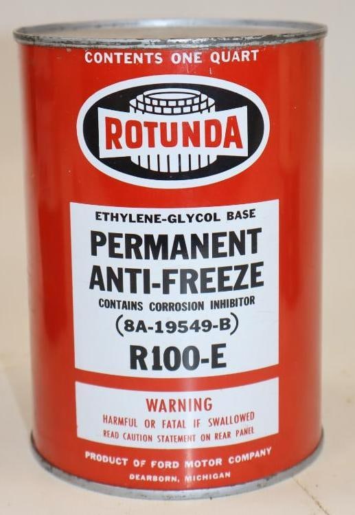 Ford Rotunda Antifreeze 1 Quart Metal Oil Can: 32 oz empty