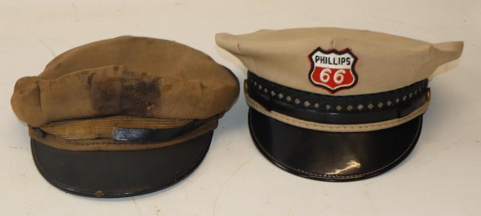 Group of 2 Phillips 66 Gas Station Service Attendant Hat: 9" x 11" x 4.5"