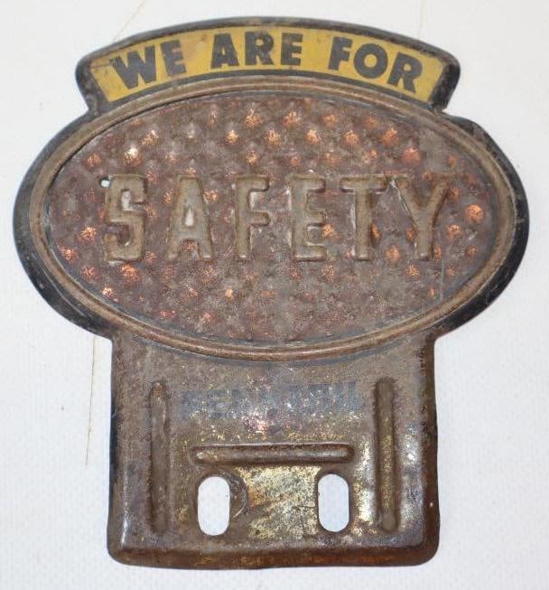 Pennzoil We Are For Safety Embossed License Plate Topper: 4.5" x 5"
