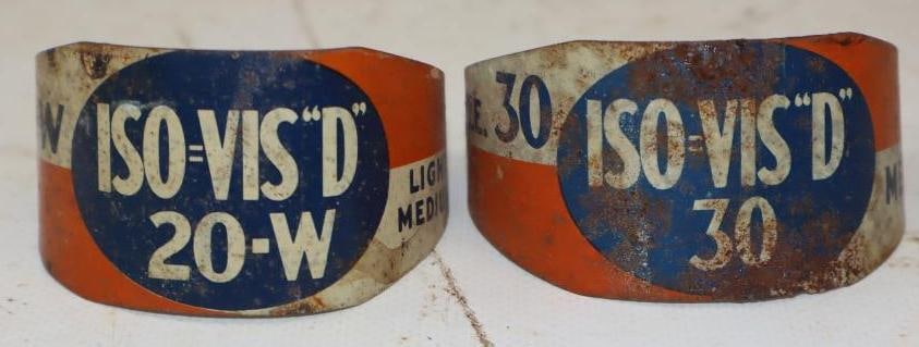 Group of 2 Iso-Vis 'D' Quart Bottle Necker SAE Tags: 2.5" x 2.5" x 1.5"