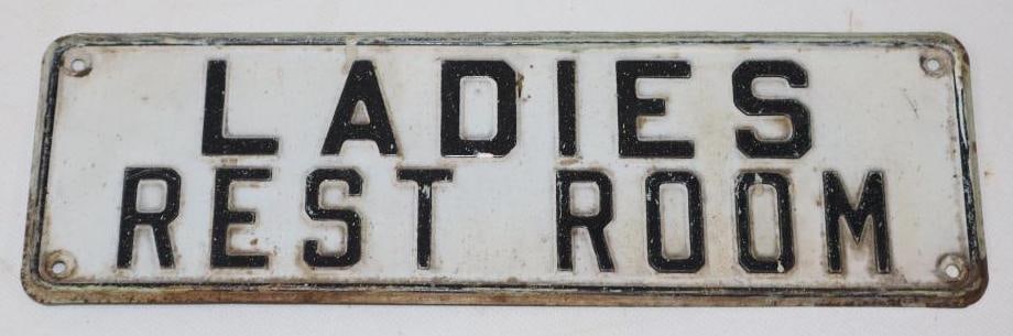 Embossed Ladies Restroom Sign: 12" x 3.5"