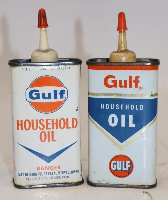 Group of 2 Gulf Handy Oil Cans: 4 oz each
