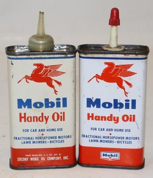Group of 2 Mobil Handy Oil Cans: 4 oz each