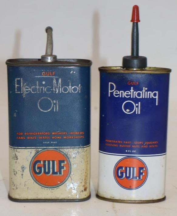 Group of 2 Gulf Penetrating & Electric Handy Oil Cans: Largest is 8 oz