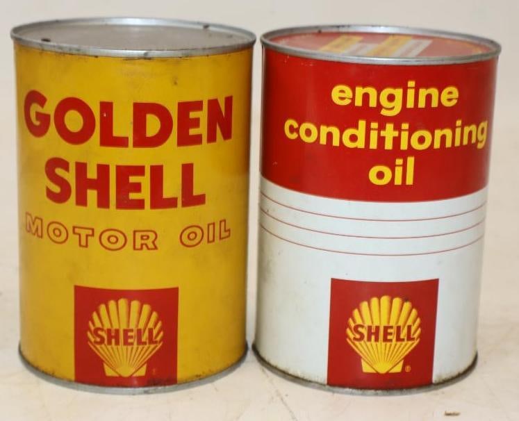 Group of 2 Shell Metal 1 Quart Oil Cans (1 of 2)