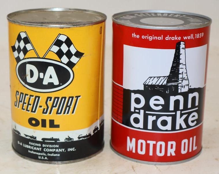Group of 2 Penn Drake & D-A Speed-Sport Metal 1 Quart Oil Cans (1 of 2)