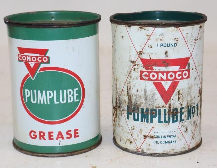 Group of 2 Conoco 1 lb Grease Cans: 16 oz each, both are full