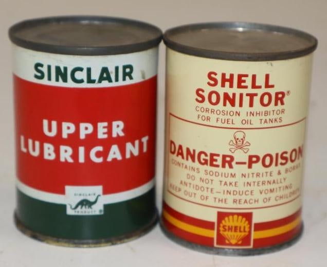 Group of 2 Sinclair & Shell Upper Lubricant & Sonitor Cans: 4 oz each, both are full