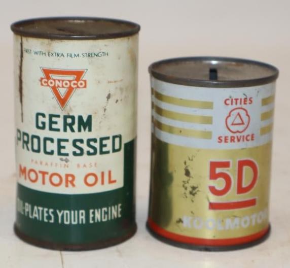 Group of 2 Conoco & Cities Service Oil Can Shaped Coin Banks (1 of 2)