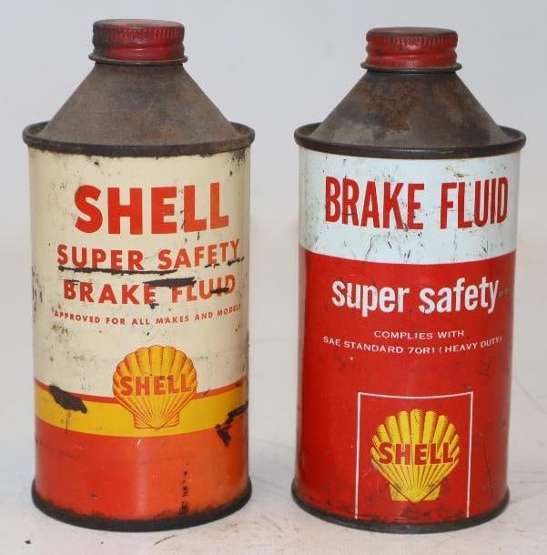 Group of 2 Shell Conetop Brake Fluid Cans (1 of 2)