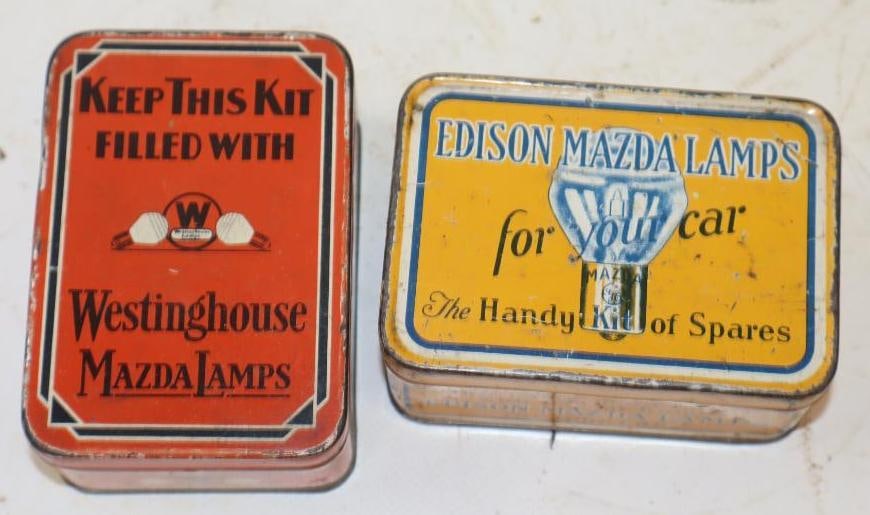 Group of 2 Edison & Westinghouse Mazda Lamp Light Bulb Tins (1 of 3)