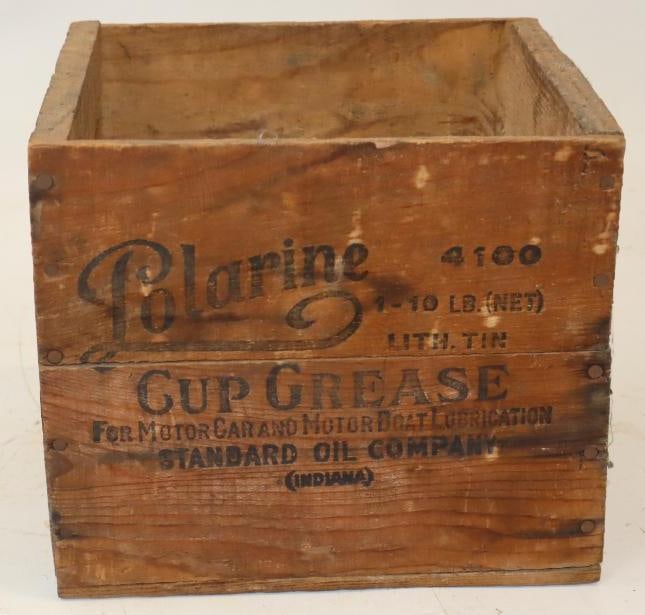 Standard Oil of Indiana Polarine 10 - 1 lb Grease Can Wooden Shipping Crate: 8.5" x 9.25" x 8"