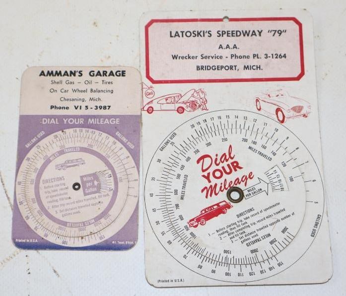 Group of 2 Speedway '79' & Shell Mileage Charts (1 of 4)