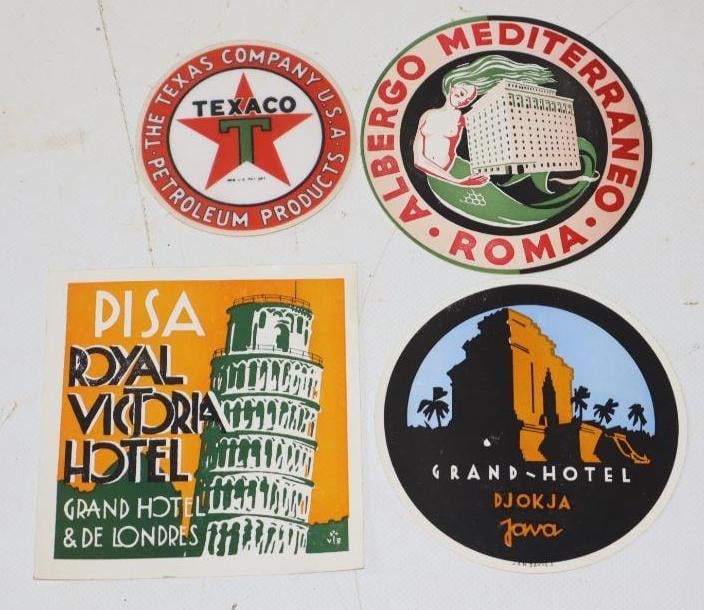 Group of 4 Texaco and Points of Interest Hotel Advertising Sticker Decals (1 of 4)