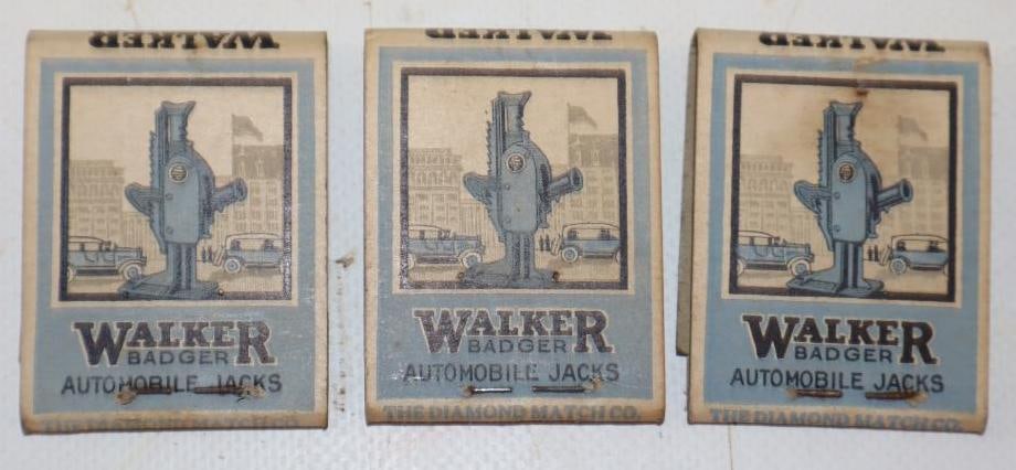 Group of 3 1920's Walker Automobile Jacks Advertising Match Books (1 of 2)