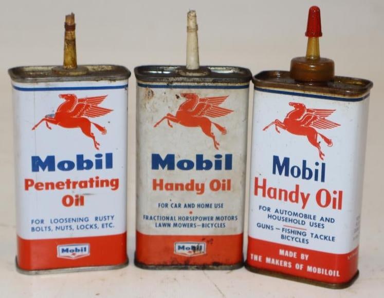 Group of 3 Mobil Handy Oiler Cans: 4 oz each