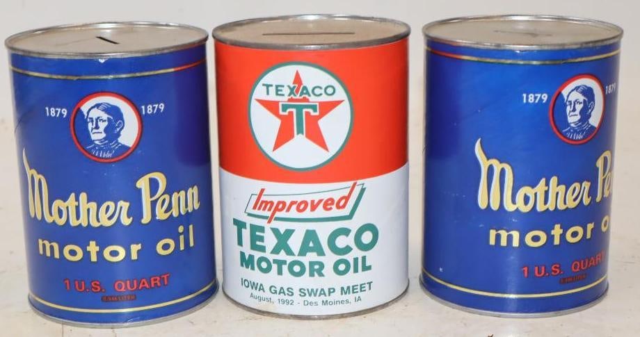 Group of 3 Composite Oil Can Banks 1 Quart Oil Cans (1 of 2)