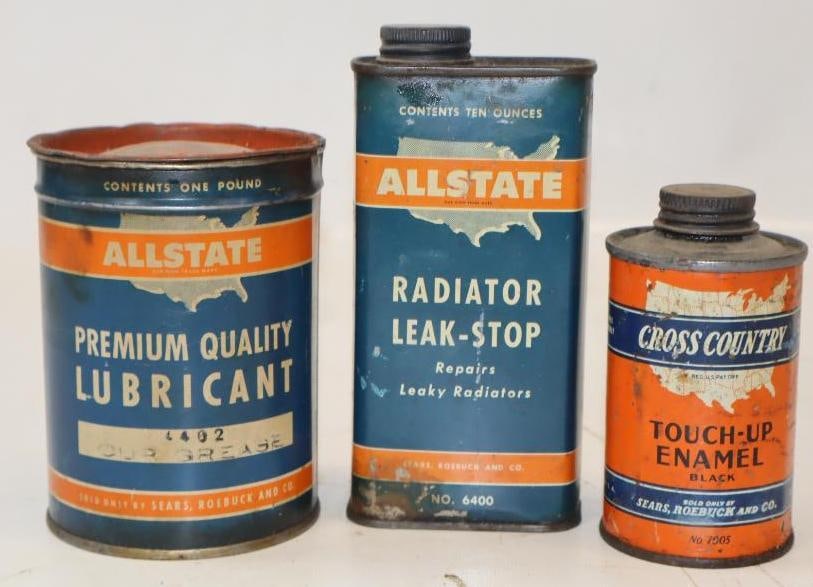 Group of 3 Allstate & Cross Country Car Care Product Cans (1 of 2)