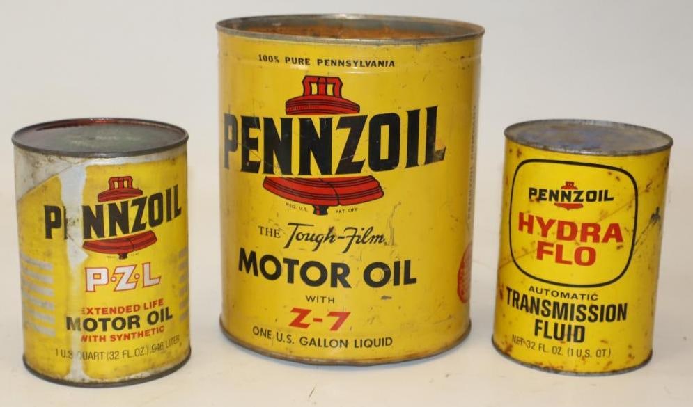 Group of 3 Pennzoil 1 Gallon & Quart Oil Cans (1 of 2)