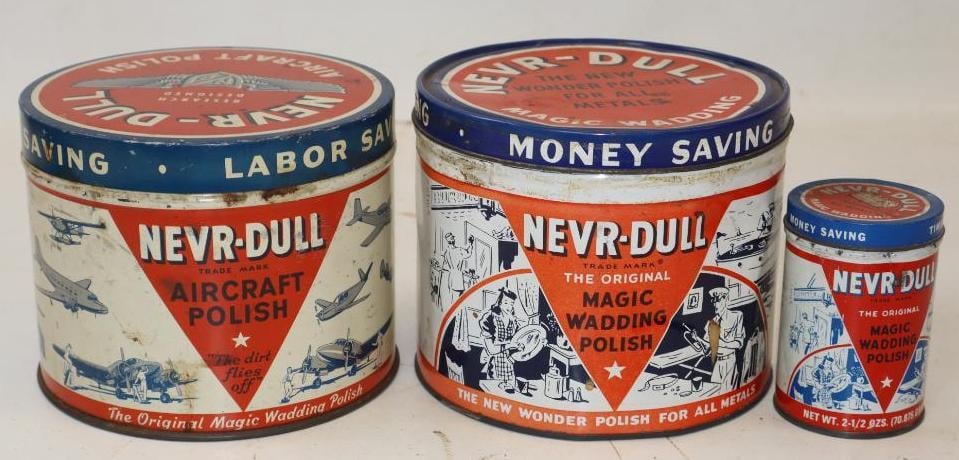 Group of 3 Nevr-dull Advertising Aircraft and Household Polish Tins (1 of 3)