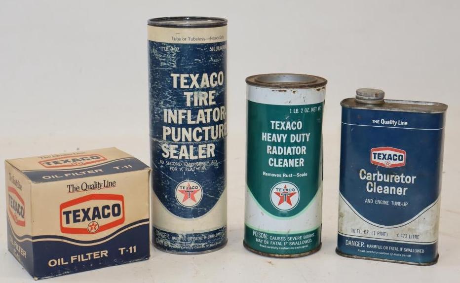 Group of 4 Texaco Car Care & Inflator Products: Largest is 16 oz