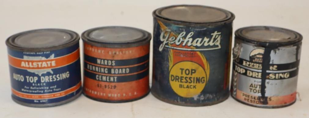 Group of 4 Top Dressing & Running Board Cans: Largest is 16 oz