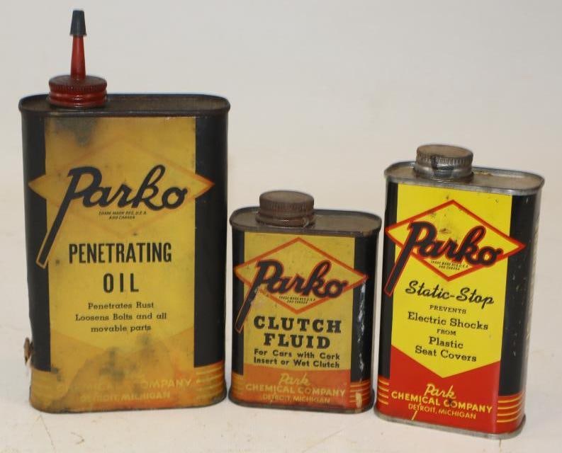 Group of 3 Different Parko Oil Cans: Largest is 16 oz