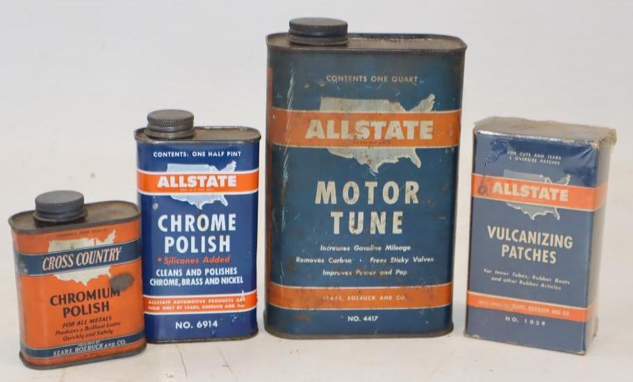 Group of 4 Allstate Car Care Product Cans (1 of 2)
