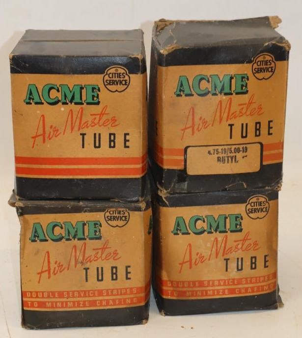 Group of 4 Cities Service Acme Air Master Tire Tube Boxes: 5.5" x 5.5" x 6" each boxes are empty