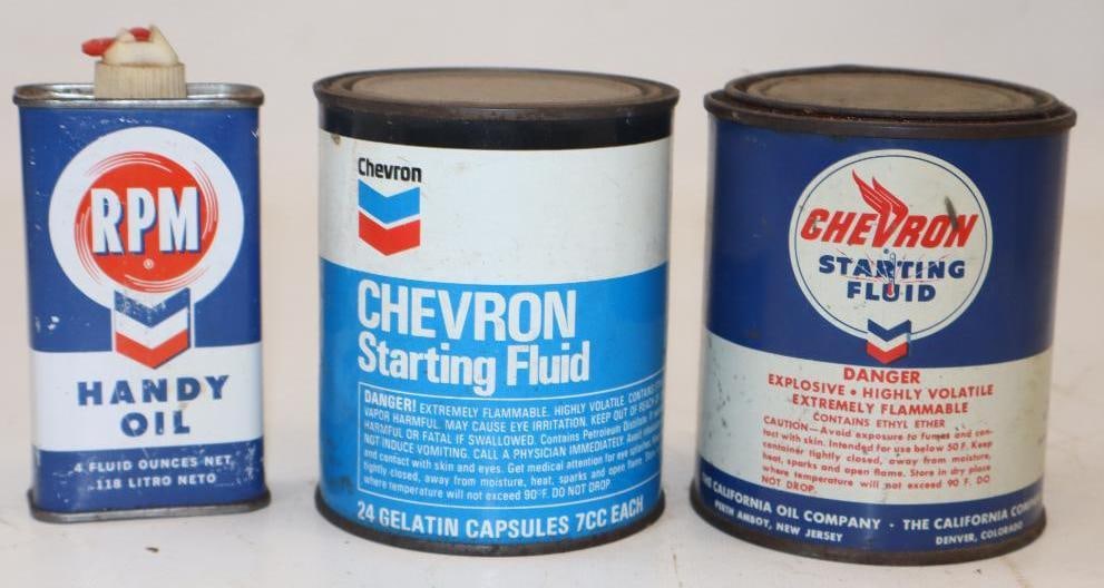 Group of 3 Chevron Car Care Product Cans & Oiler (1 of 2)