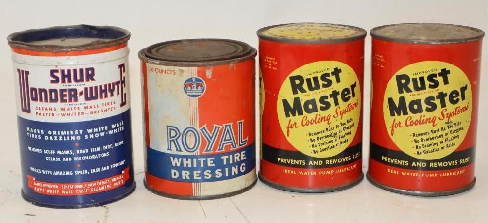 Group of 4 Rust Master, Wonder-Whyte, & Royal Car Care Product Cans: Largest is 16 oz