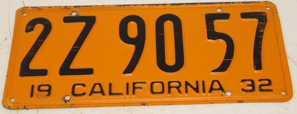 1932 California License Plate (1 of 2)