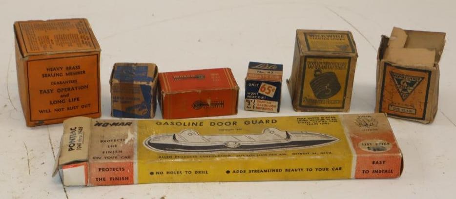 Group of 7 NOS Replacement Car Parts In Original Boxes: Largest is 10.5x2.5x1