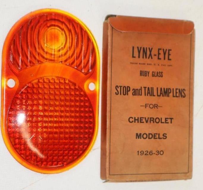 Lynx-Eye Ruby Glass Stop Light For 1920s Chevrolet In Original Box (1 of 3)