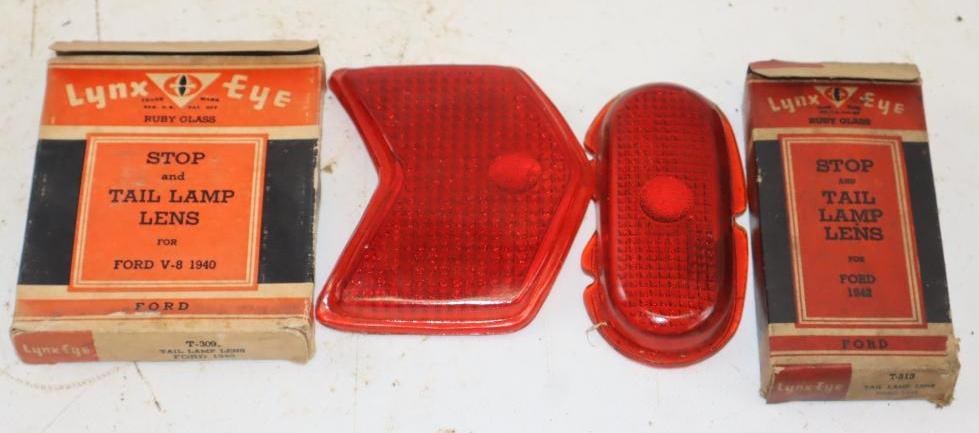 Group of 2 1940s Ford Lynx Eye Stop Lamp Lenses In Original Boxes (1 of 2)
