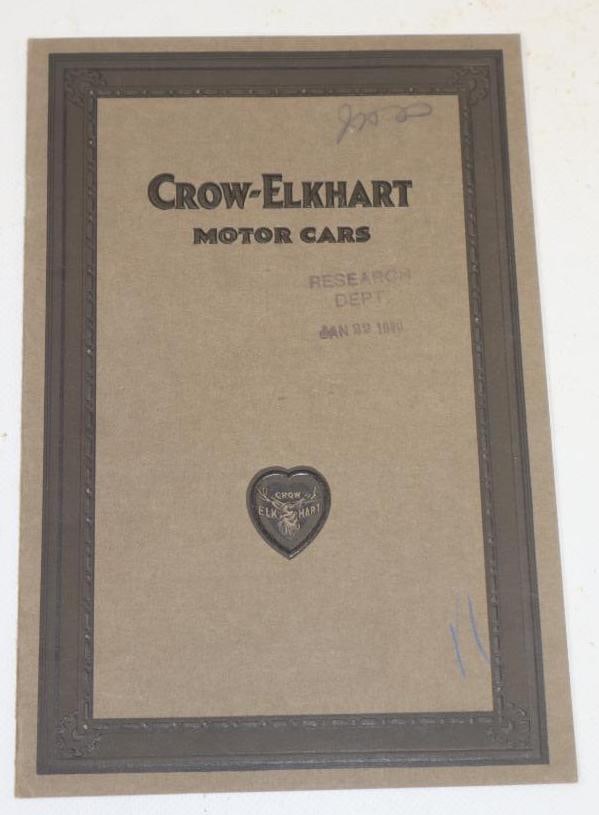 1921 Crow-Elkhart Motor Car Dealership Brochure Book: 6x9 Comes With Extra Page