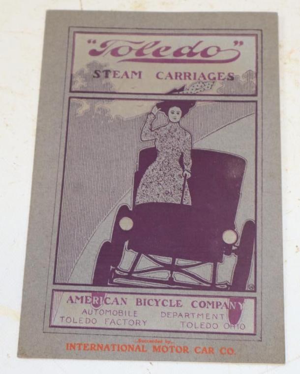 1901 (Toledo) Steam Carriages Dealership Brochure Book By The American Bicycle And International (1 of 3)
