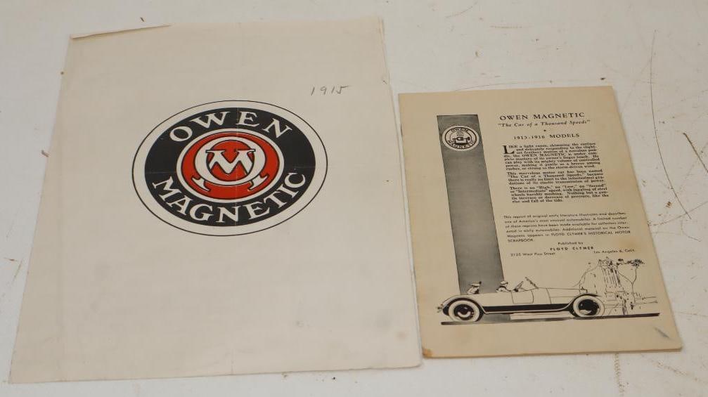 Group of 2 Owen Magnetic 1915 Brochure And Floyd Clymer Reproduction: 8x11.5