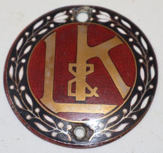1905 Laurin And Klement Cloisonne Radiator Emblem: 2.75x2.75