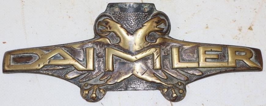 1914 Austro-Daimler Brass Embossed Radiator Emblem: 7.75x3