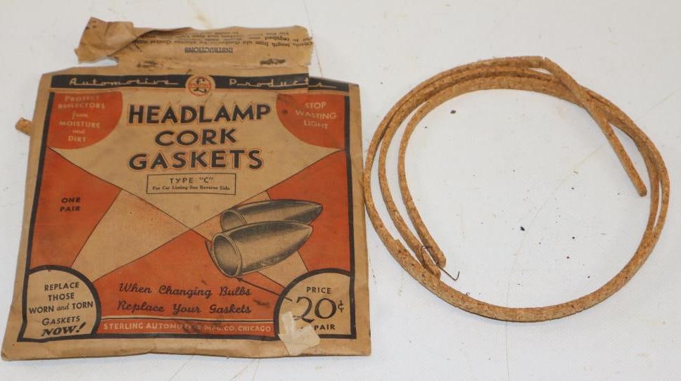 1930s Sterling Automotive Products Head Lamps Cork Gaskets In Original Packaging (1 of 3)
